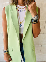 Lime Sleeveless Blazer Vest