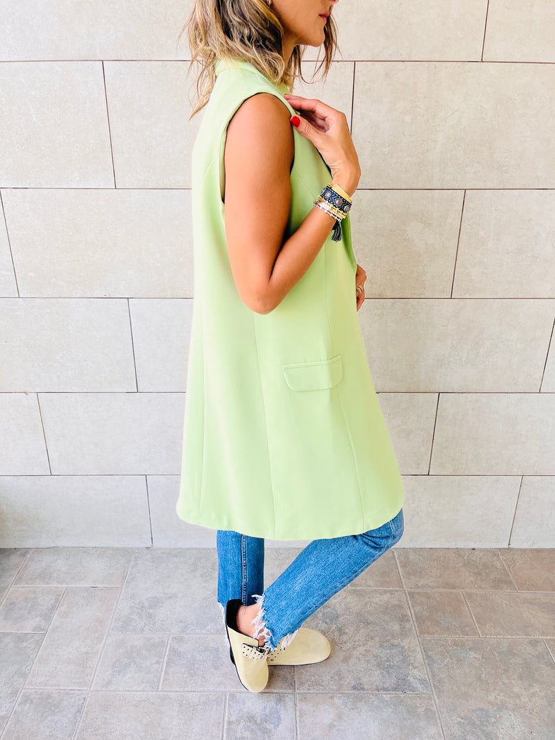 Lime Sleeveless Blazer Vest