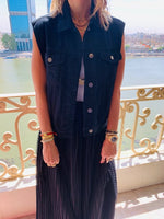 Black Denim Cropped Vest