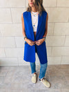 Blue Sleeveless Blazer Vest