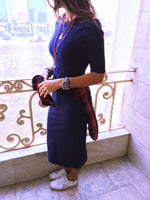 Fall Navy Midi Sweat Dress