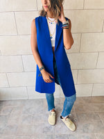 Blue Sleeveless Blazer Vest