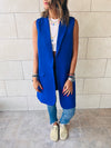 Blue Sleeveless Blazer Vest