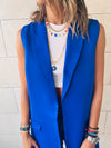 Blue Sleeveless Blazer Vest