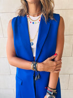 Blue Sleeveless Blazer Vest