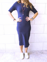 Fall Navy Midi Sweat Dress