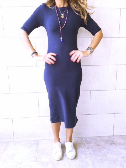 Fall Navy Midi Sweat Dress
