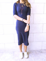 Fall Navy Midi Sweat Dress