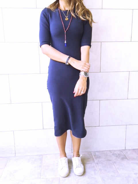 Fall Navy Midi Sweat Dress