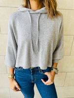 Grey Knit Hoodie Pullover