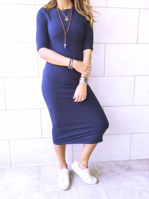 Fall Navy Midi Sweat Dress