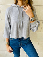 Grey Knit Hoodie Pullover