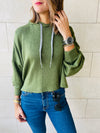 Olive Knit Hoodie Pullover