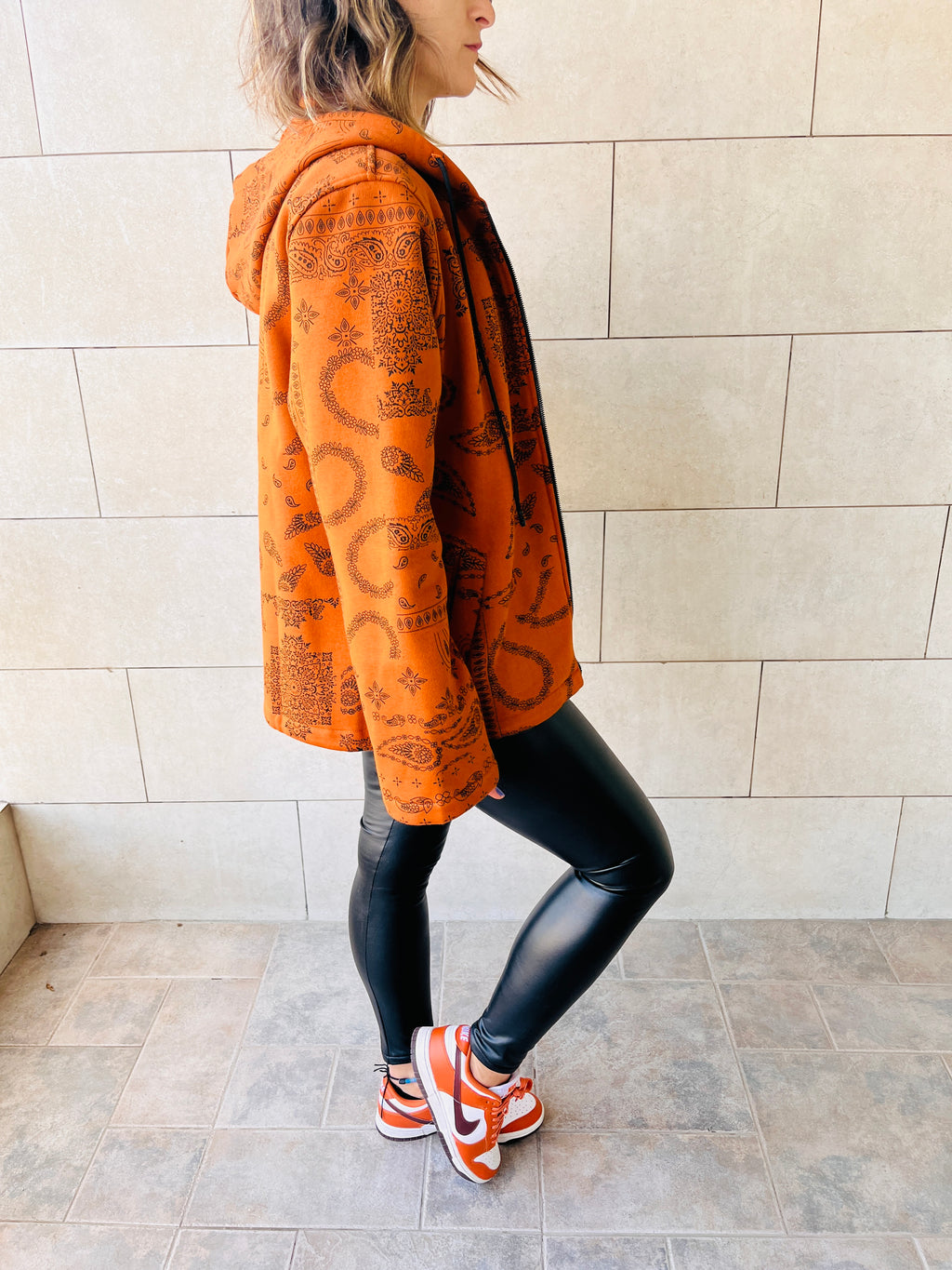 Orange Hit The Road Bandana Fleeceline Zip Up