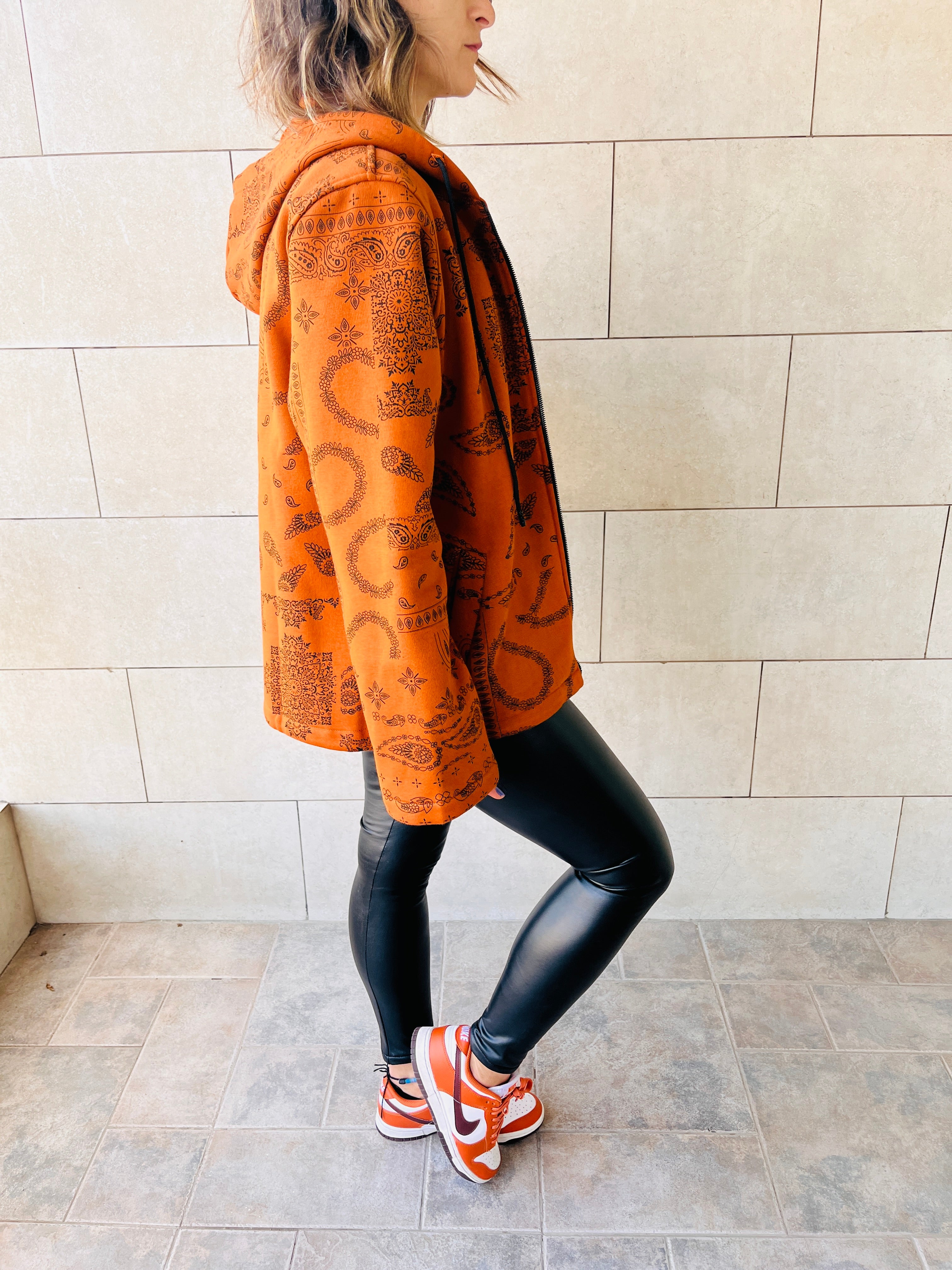 Orange Hit The Road Bandana Fleeceline Zip Up