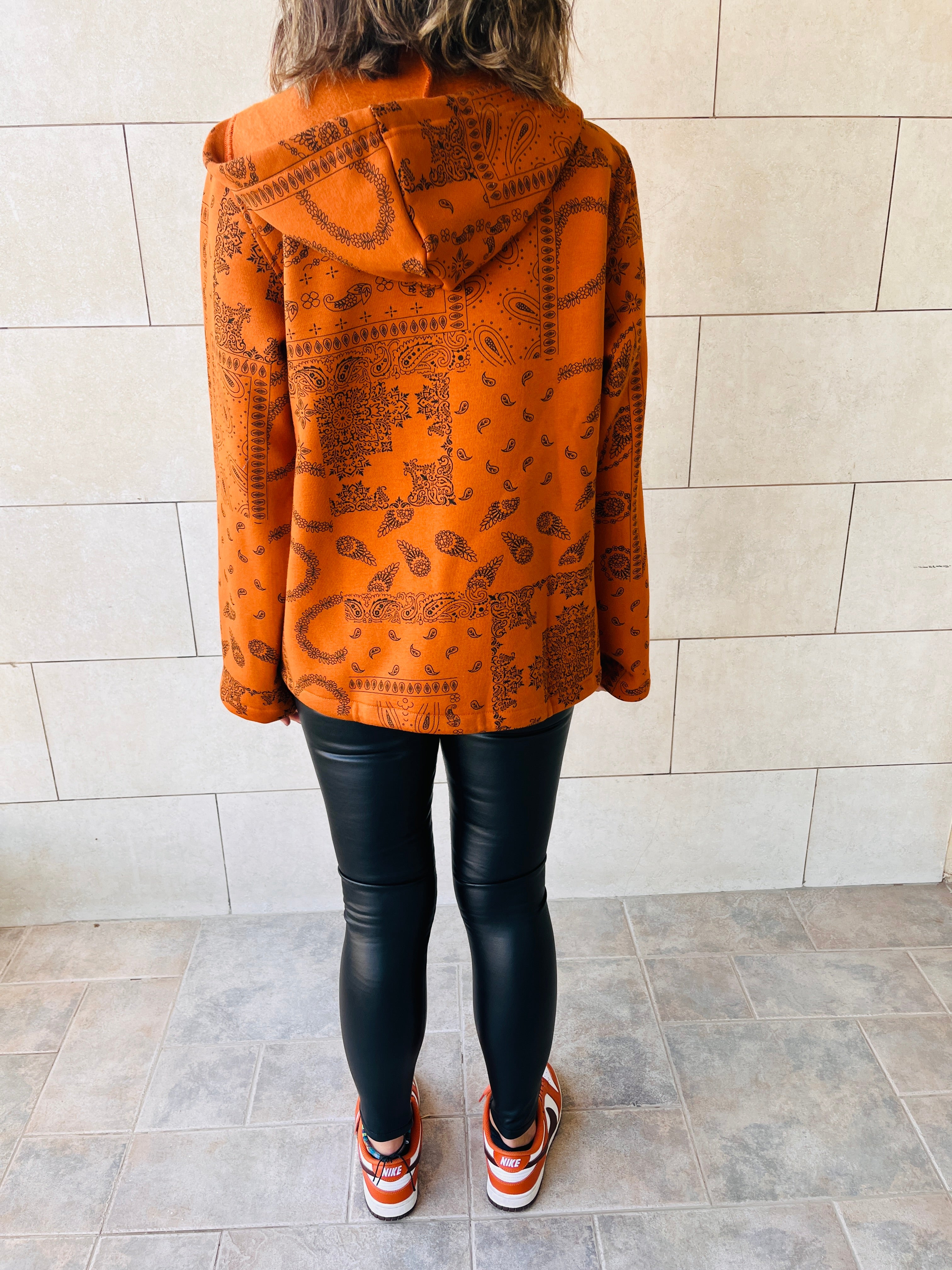 Orange Hit The Road Bandana Fleeceline Zip Up