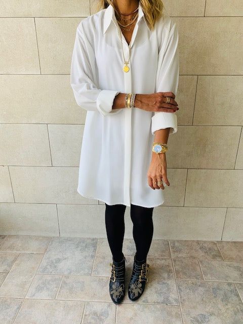 Essential White LongLine Shirt