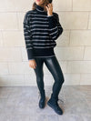 Black High Neck Candy Cane Sweater