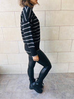 Black High Neck Candy Cane Sweater