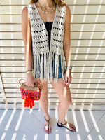 Cropped Crochet Tassel Vest