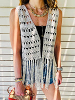 Cropped Crochet Tassel Vest