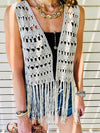 Cropped Crochet Tassel Vest