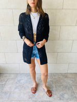 Black Pattern Cut Out Cardigan
