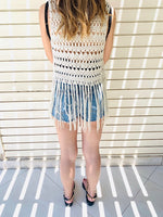 Cropped Crochet Tassel Vest