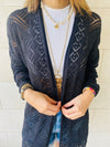 Black Pattern Cut Out Cardigan