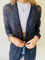 Black Pattern Cut Out Cardigan