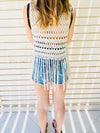 Cropped Crochet Tassel Vest