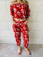 2 Piece Rust Floral Set