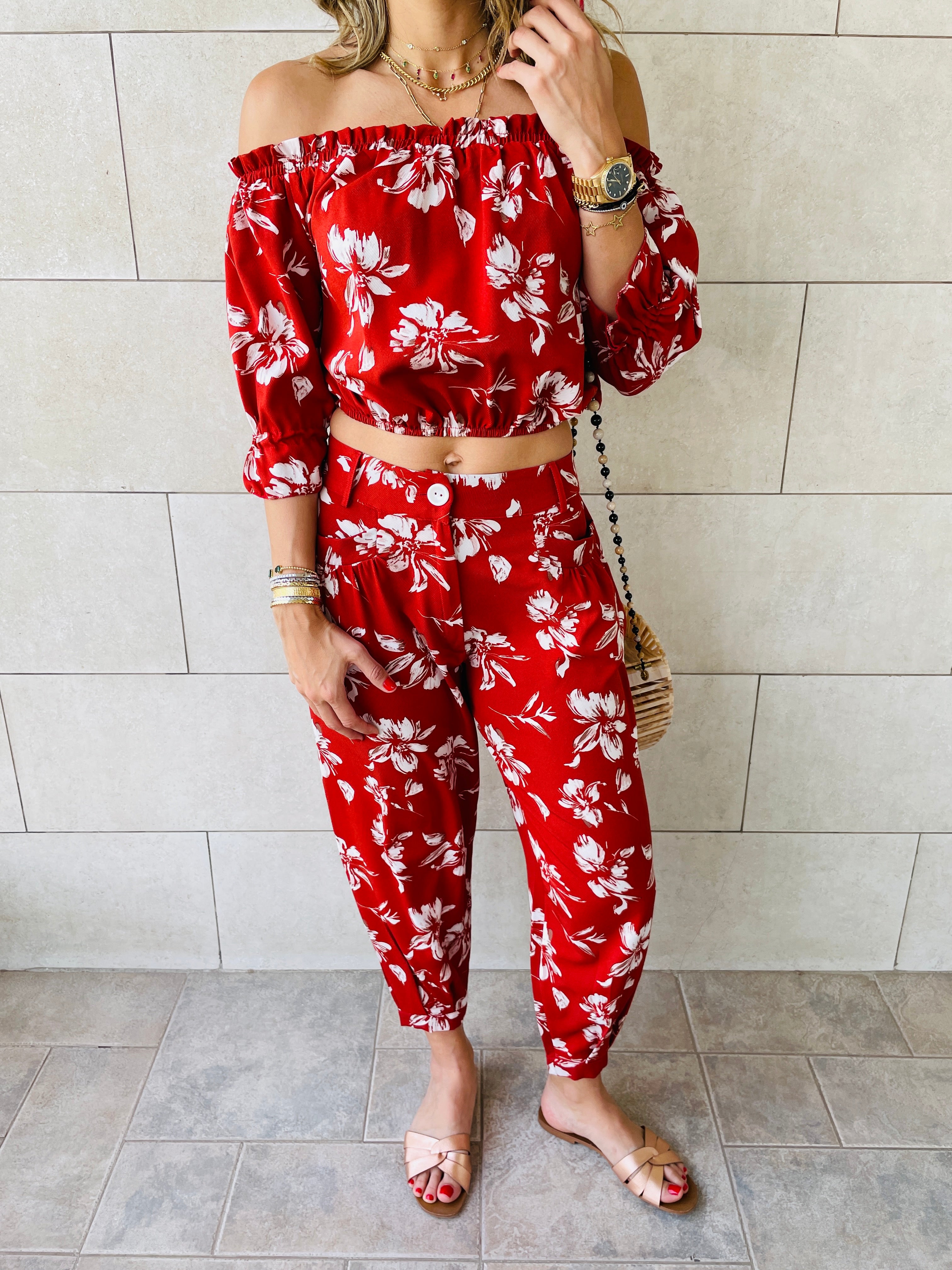 2 Piece Rust Floral Set
