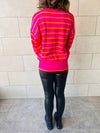 Fuchsia High Neck Candy Cane Sweater