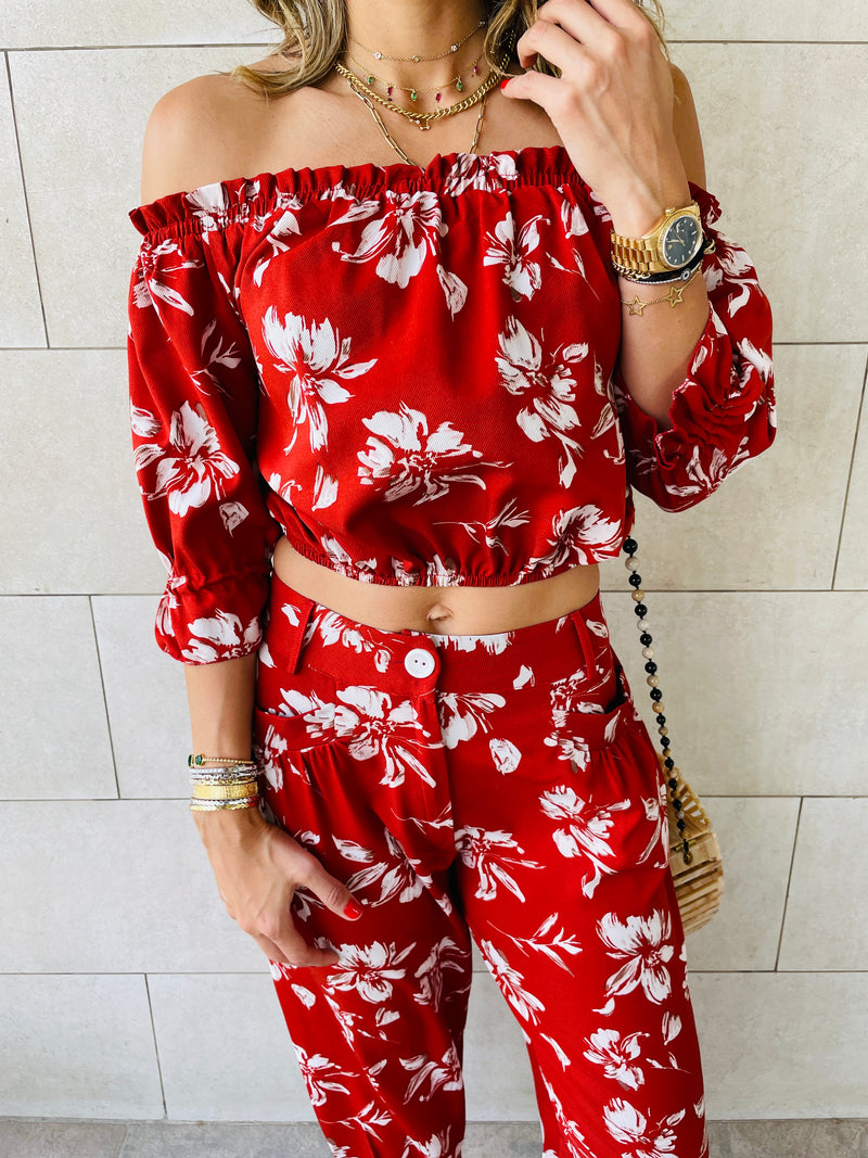 2 Piece Rust Floral Set