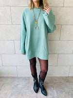 Mint Uptown LongLine Knit Hoodie