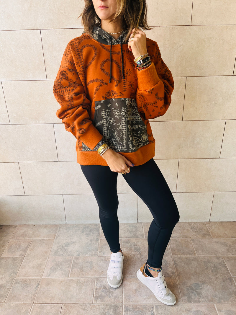 Orange Hit The Road Bandana Fleece Line Sweatshirt