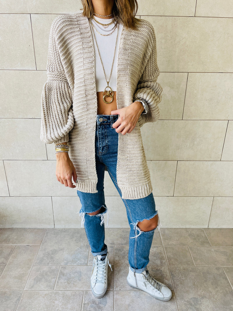 Beige Fluffing Cardigan