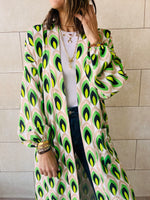 Green Retro Get Happy Printed Kimono