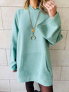 Mint Uptown LongLine Knit Hoodie