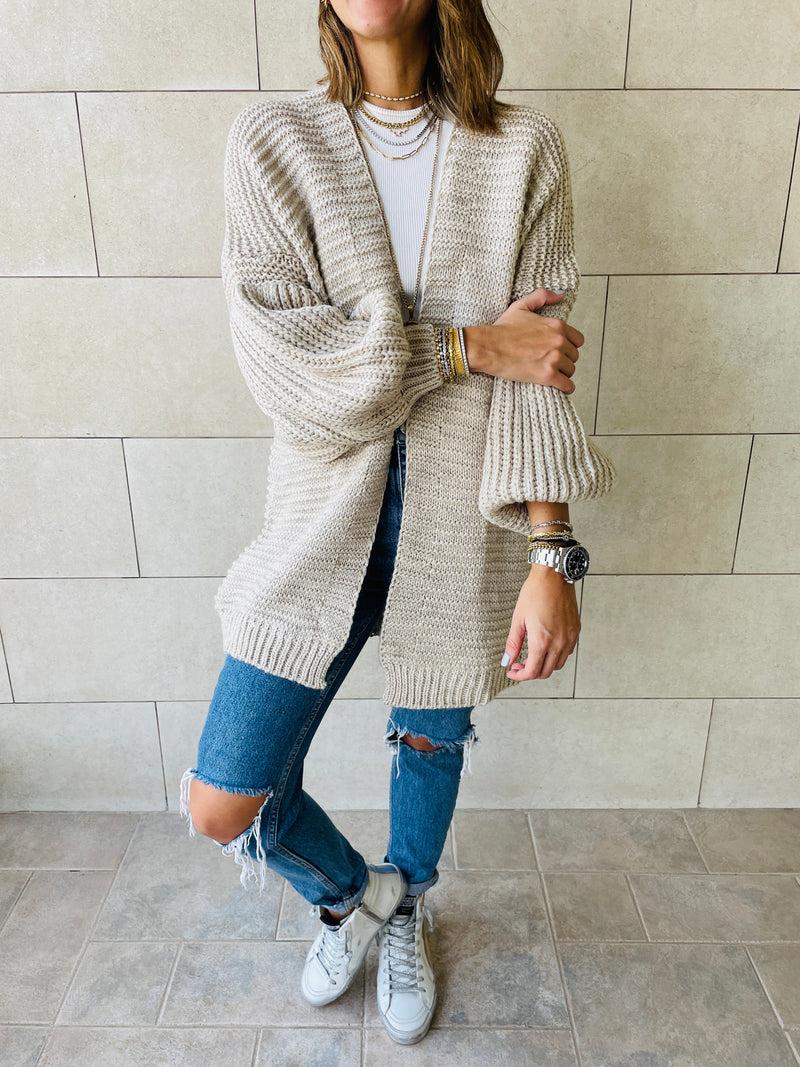 Beige Fluffing Cardigan