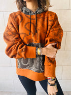 Orange Hit The Road Bandana Fleece Line Sweatshirt