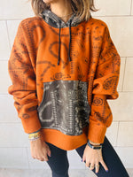 Orange Hit The Road Bandana Fleece Line Sweatshirt