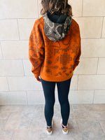 Orange Hit The Road Bandana Fleece Line Sweatshirt