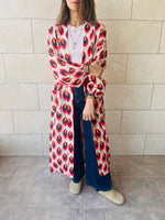 Red Retro Get Happy Printed Kimono
