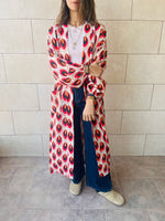 Red Retro Get Happy Printed Kimono