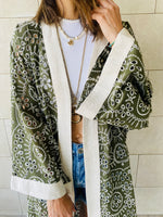 Olive Embroidered Kimono