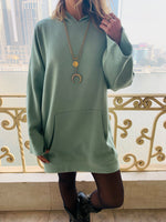 Mint Uptown LongLine Knit Hoodie