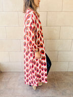 Red Retro Get Happy Printed Kimono