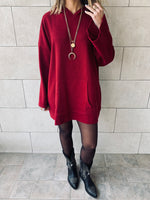 Burgundy Uptown LongLine Knit Hoodie